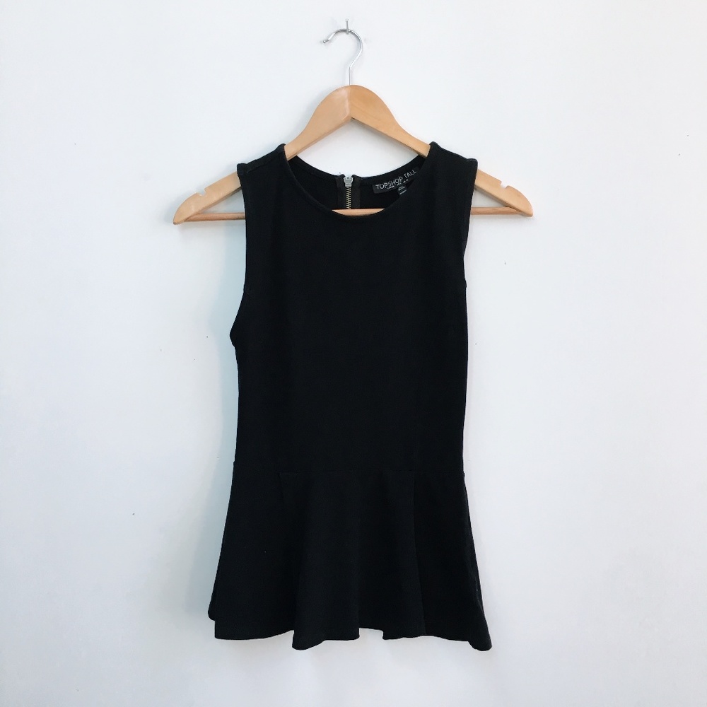 Topshop Black Peplum Tank Top